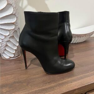 Christian Louboutin Black Leather Red Sole Ankle Boots